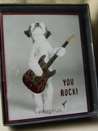 Note Cards, &#034;You Rock!&#034;, Dog With A Guitar, 3 3/4&#034; x 4 3/4&#034;