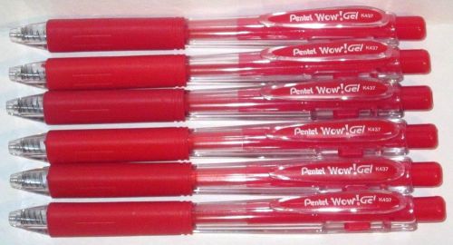 3 Pentel Wow! Red Gel Ink - K437 GEL Pens