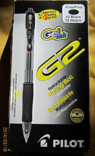 ? PILOT G2 Gel Black Ink 12 Pens Rolling Ball NEW
