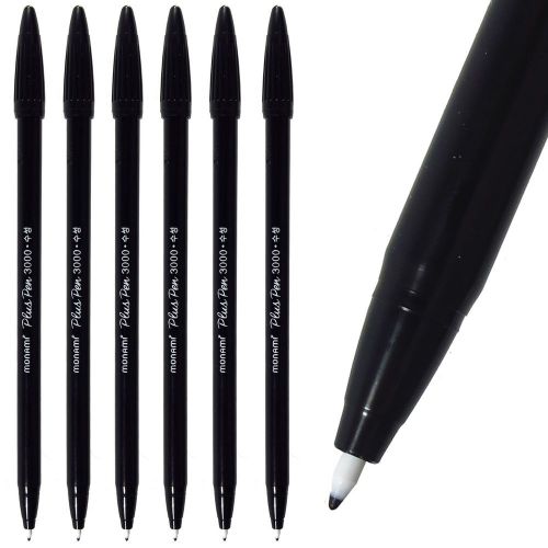 12 MonAmi Plus Pen 3000 Fine Sign Pen for Office, School. Auqa Ink, Black, 12pcs