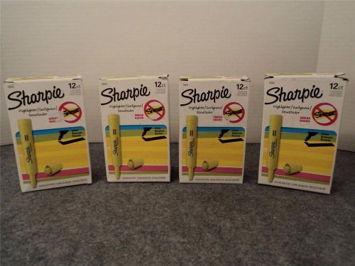 4 boxes of sharpie chisel-tipped highlighters with smear guard (48 total) for sale