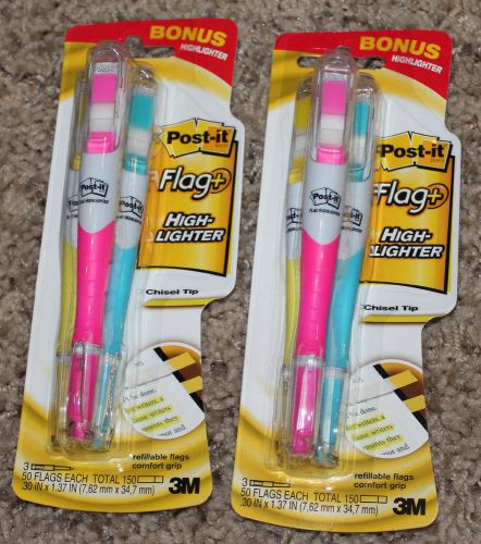 6 (2 3-packs) NEW Post-It Flag Plus High Lighters Assorted Chisel Tip
