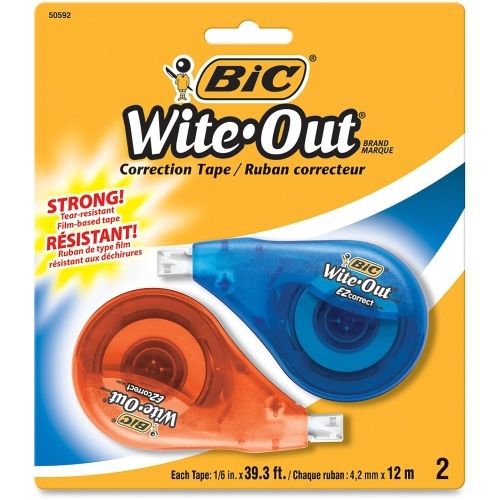 Wite-Out Correction Tape - 0.17&#034; Width x 33.14 ft Length - 2/Pack -White