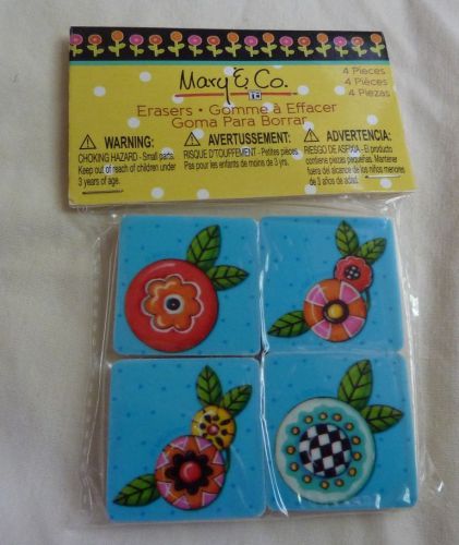 Mary &amp; Co. Engelbreit 4-pack erasers, flowers with blue background by Studio 18