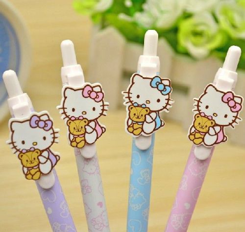 4pcs Lot Hello Kitty Bear Cute Kawaii Fun 0.5mm Mechanical Click Pencils Cat Pen