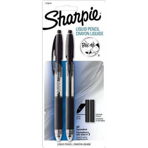 2 Pack Sharpie Liquid Pencil #2 Equivalent With 6 Eraser Refills, 0.5 mm