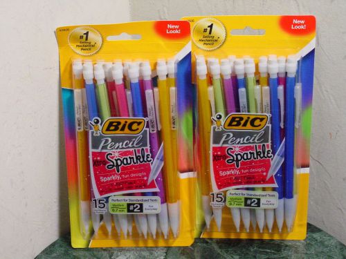 BIC sparkly fun design #2 Mechanical Pencil 0.7mm Refill Leads Erasers 30ct