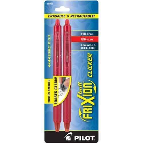 Pilot FriXion Ball Clicker Erasable Gel Pens Red 2 Count