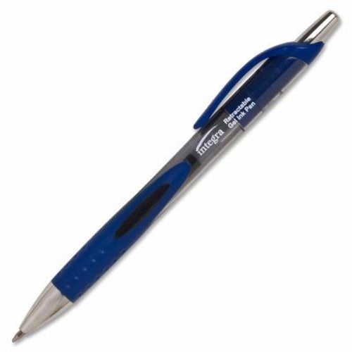 Integra Gel Pen, Retract, 1.0mm, 12/BX, BK Barrel/BE Ink (ITA39068)