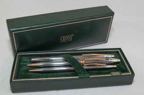 Cross 3 Piece Chrome Ballpoint Pen Set with Sikorsky Emblem