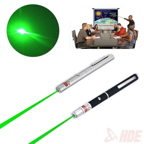 2pcs Powerful 5mW Military Green Laser Pointer Light Beam Black &amp; Silver Pens