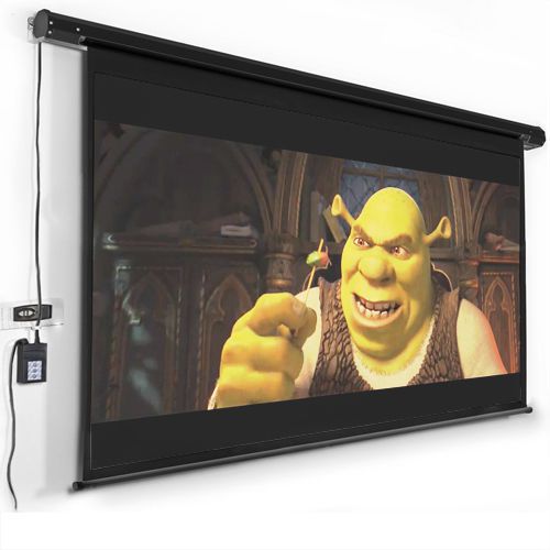 black new 120&#034; Electric Motorized Remote Projection Screen Movie Projector 16:9