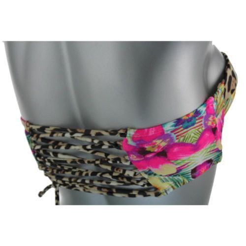 Victoria&#039;s Secret Corset Tie BIKINI TOP Leopard Pink Floral 32B halter swimsuit