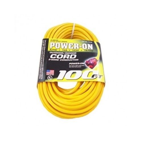 US Wire Outdoor 100-Feet SJTW Yellow Heavy-Duty Lighted Extension Cord Snow