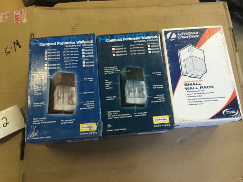 3 brand new lithonia &amp; hubbell wall pack sensor lights lamps for sale