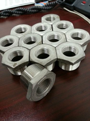 12pc LOT - 304 stainless steel 150# threaded hex bushing 1-1/4&#034; x 3/4&#034; MSS-SP114