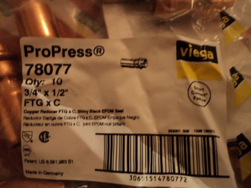 Viega 78077 propress zero lead copper reducer 3/4&#034; x 1/2&#034; ftg x c, 200-pack for sale