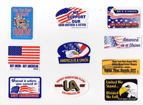lot of 10 union hard hat or lunch box stickers