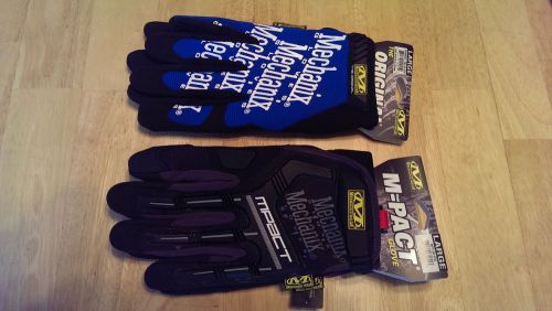Mechanix wear glove lot &#034;the origial&#034; mg-03-010 &amp; &#034;m-pact&#034; mpt-58-010 large new for sale