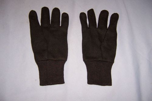 New 1 Pair Brown Jersey Gloves Large Utility Mens Work / Free Shipping