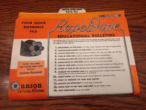 Vintage 1940&#039;s union wire rope data file educational bulletins. rare! for sale