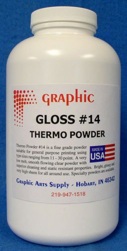 Thermography powder graphic #14 gloss clear new 1 pound for sale