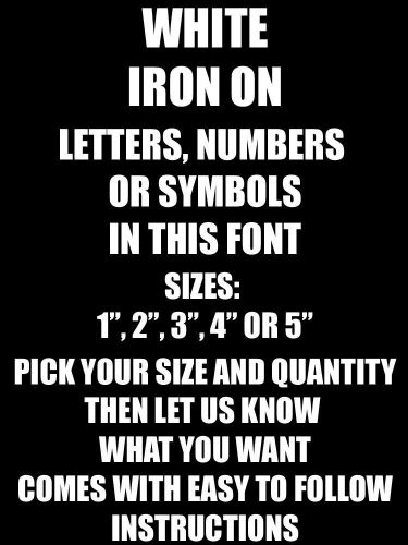 IRON ON LETTERS WHITE VINYL 1 2 3 4 OR 5 INCH TSHIRT PRINTING VARIOUS QUANTITIES