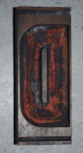 Vintage / Antique Letterpress Wood Printer's Type Reverse Initial letter D