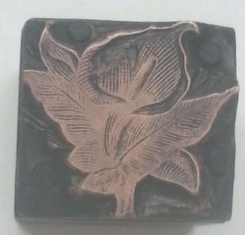 Vintage copper Printing Block letterpress trilium flower orchid callalily lily