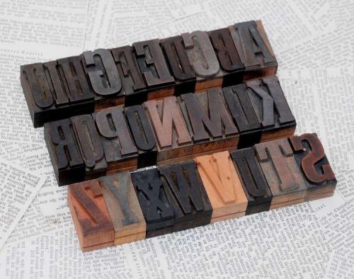 A-Z mixed alphabet letterpress wooden printing blocks wood type Vintage shabby