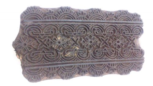 Vintage rare long big size beautiful carved pattern wooden printing block/stamp