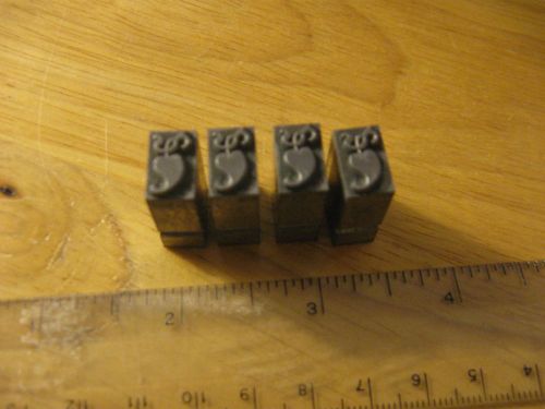 4 Printing Block Lead Type Hearts w/ tails and Vines 1/2&#034; x 5/16&#034;