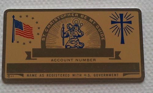 Vintage Social Security Card Metal St. Christopher Be My Guide U.S. Flag Cross