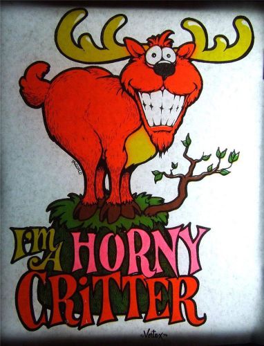 Vintage 1970&#039;s VORTEX Day-Glo Iron-On Heat Transfer ~ Deer Horny Critter