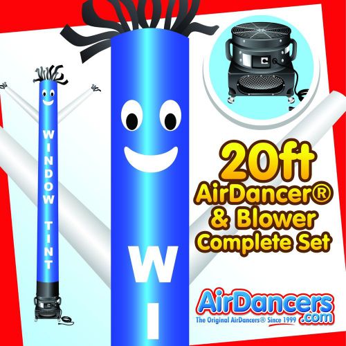 Blue &amp; white window tint airdancer?® &amp; blower 20ft tube man air dancer set for sale