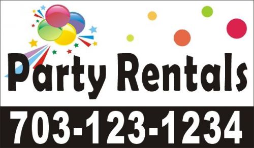 3ftX5ft Custom Printed Party Rentals Banner Sign with Your Phone Number