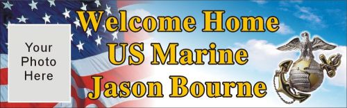 2ftX6ft Personalized Welcome Home US Marine Corps Banner Sign W/ Your Photo