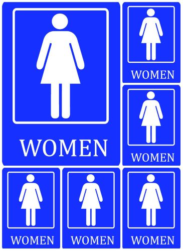 Blue Bathroom Sign Set of Six Restroom Signs High Quality Girl Girls Room Wall