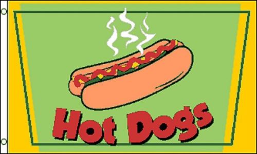 Hot Dogs Flags 3&#039; X 5&#039;  Banners Outdoor Indoor (2 PACK) Pair