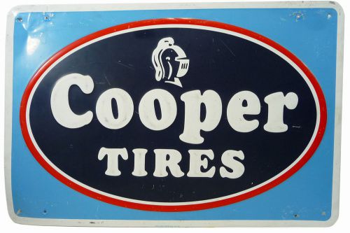 Vintage COOPER TIRES TIN SIGN Gas Station Oil Advertising EMBOSSED Petroliana
