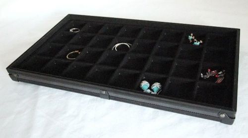 Stackable Black Aluminum 32 Slot Earring/Jewelry Display Tray Black