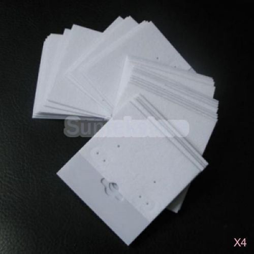 4x 100pcs White Velvet Ear Studs Earring Jewelry Display Hanging Hang Cards 2x2&#034;