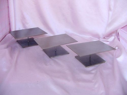 Vintage 3 metal commercial store window display stands shoes &amp; handbags &amp; art nr for sale