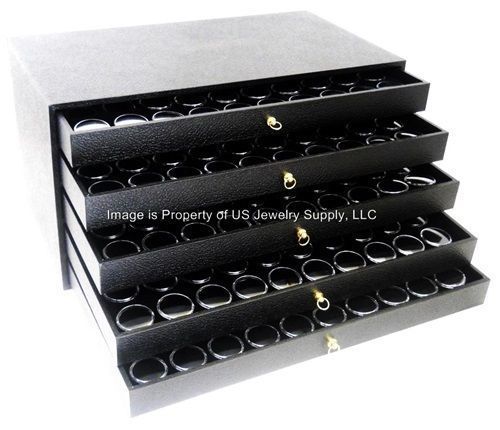 5 Drawer Black 250 Gem Coin Jar Display Cabinet Case