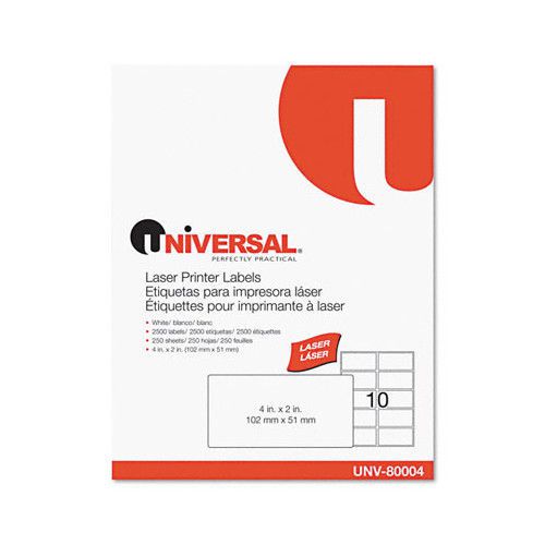 Universal® Laser Printer Permanent Labels, 2500/Box