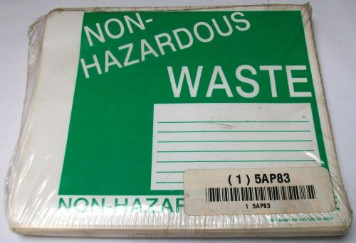 Brady 5ap83 non-hazardous waste labels 3-3/4&#034; x 6&#034; stickers 63275 nib pack of 50 for sale
