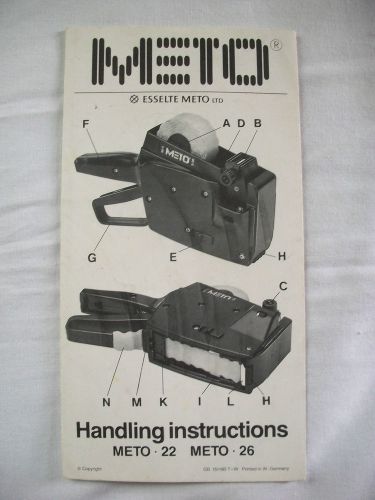 METO 22 &amp; 26 Price-Label GUN HANDLING INSTRUCTIONS~MANUAL