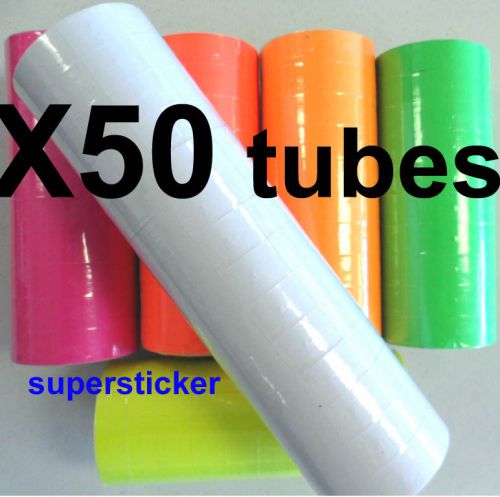 White Price Tags for MX-6600 2 Lines Gun 50 tubes x 14 rolls x 500
