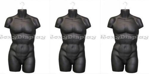 Buy 1 get 2 free plastic male manequin mannequin torso dress form #ps-m36bk-3pc for sale