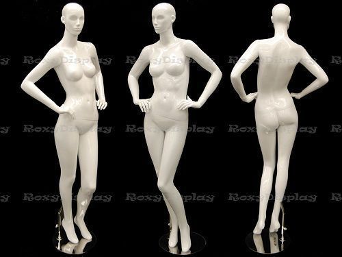 Female fiberglass mannequin glossy white abstract fashion style #mc-anna03 for sale